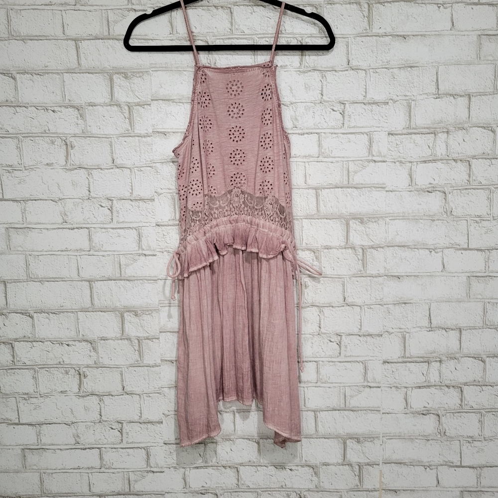Topshop pink lace middle mini dress